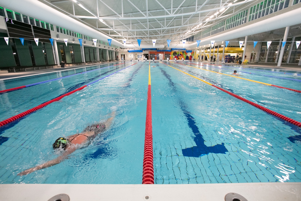 the swimming pool is in the north of the